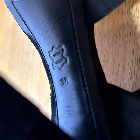 Womens Alice + Olivia Black Suede Peep Toe Platform Block Heels 38 US/8 * - Picture 9 of 11